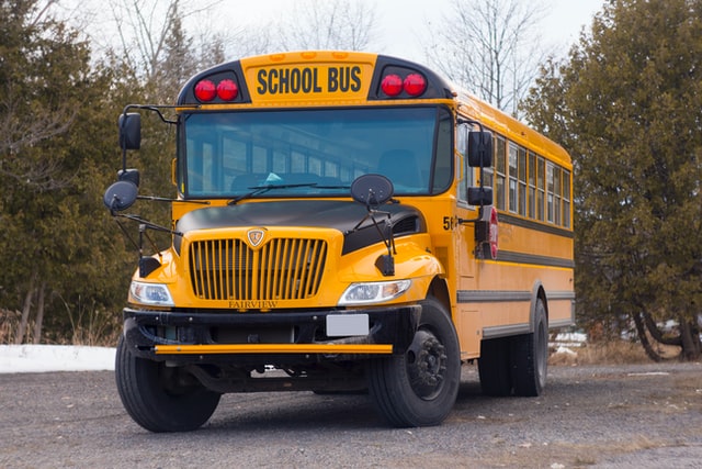 yellow american party bus for bachelor party rental in warsaw