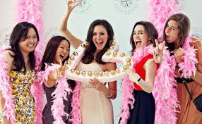 girls at bachelorette party celebrate